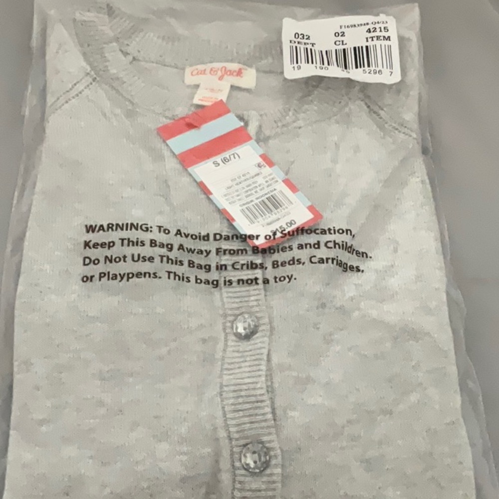 Sweater gray size s 6-7 girls kids